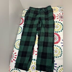 Eddie Bauer Louge Pants Men Black Green Tartan Plaid Flannel Size: M